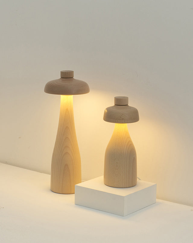 Bowl Shape Beech Wood Lamp Bundle (Short + Tall)